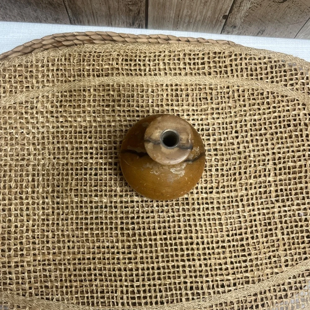 Vintage Small Bud Vase Brown Stoneware Rustic Minimalist Boho Decor
